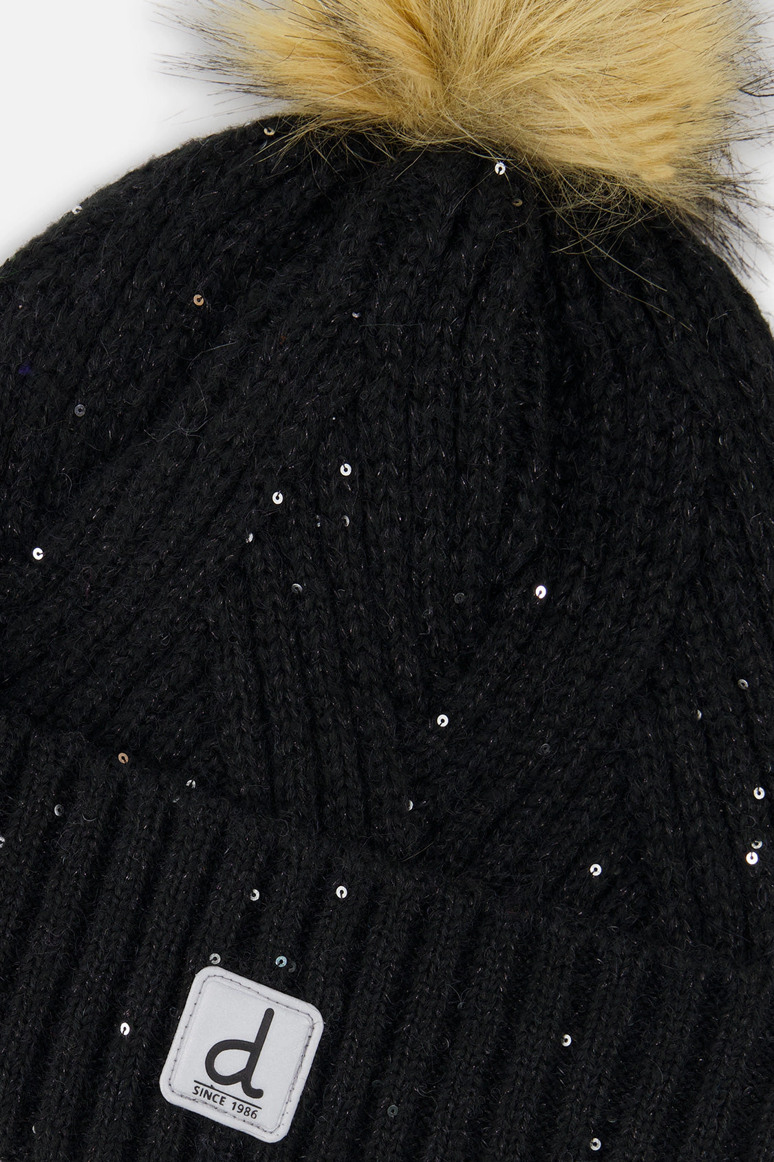 Deux par Girls Winter Chevron Knit Hat with Pompom