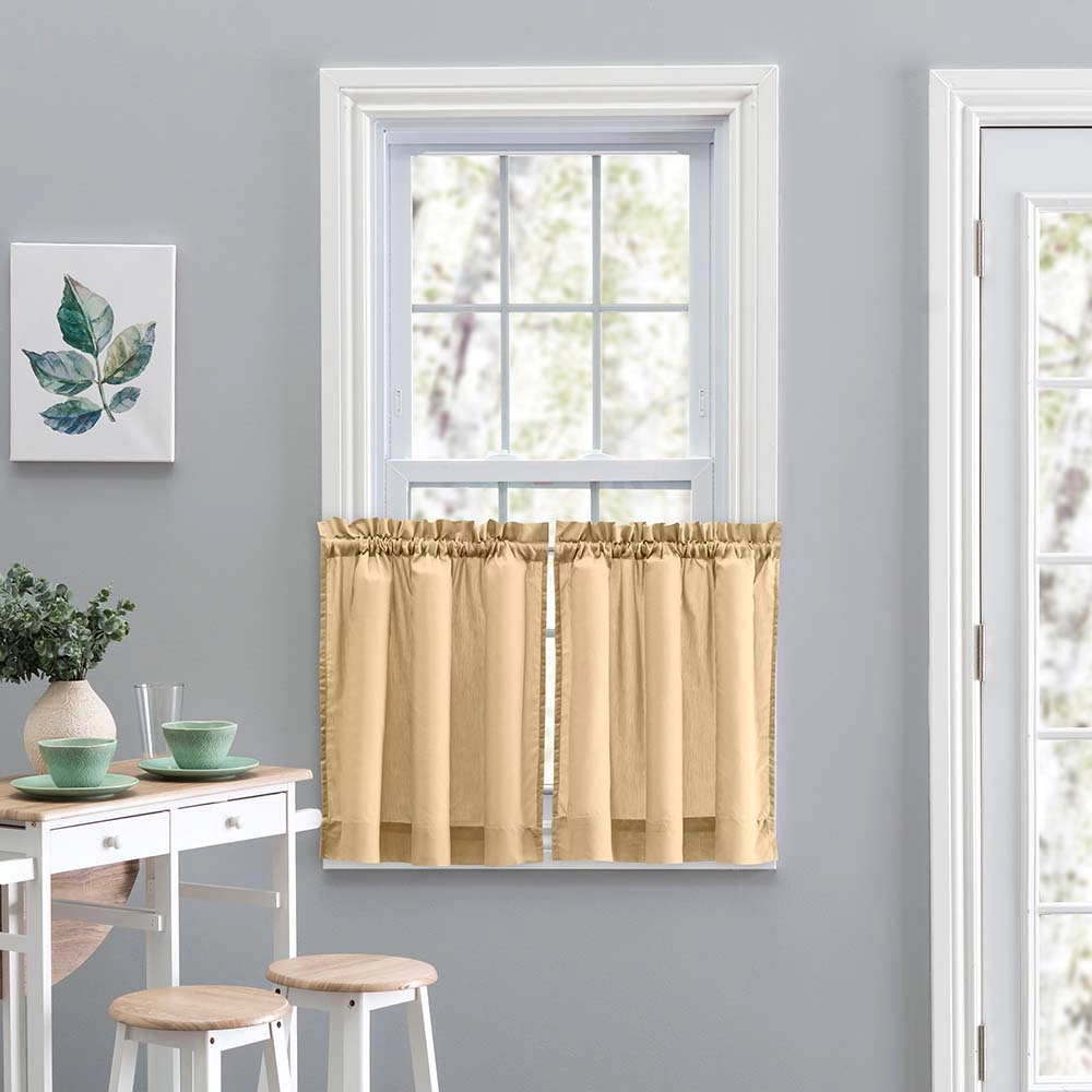 Ellis Stacey Solid Color Window 1.5 Rod Pocket High Quality Fabric Tailo Tier Pair