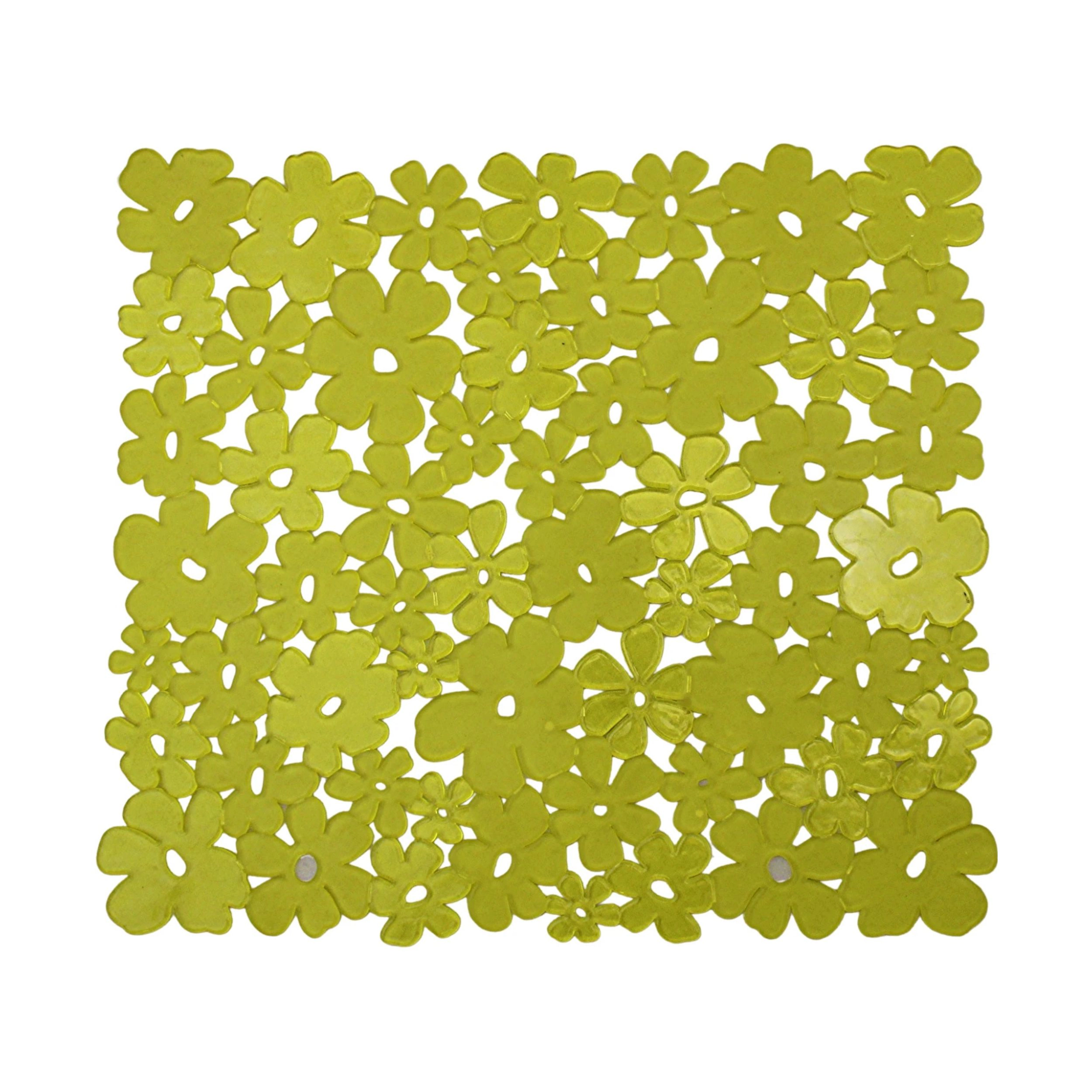Home Collection Pack of 2 Yellow Floral PVC Sink Protector Mats