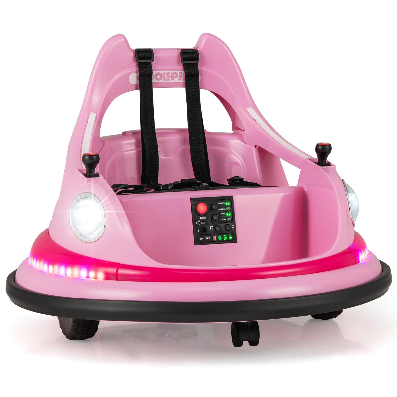 LJG 12V Kids Ride on Bumper Car with Remote Control and Dual Joysticks