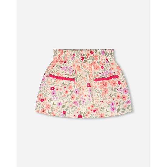 Deux par Deux Girls Muslin Skort Printed Flowers