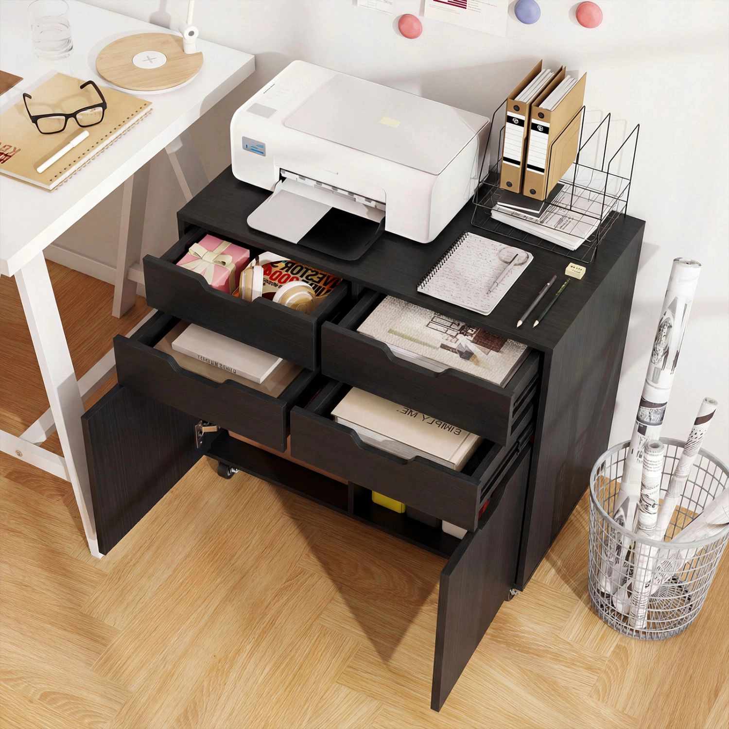 Slickblue 4 Drawer Storage Cabinet with Locking Wheels
