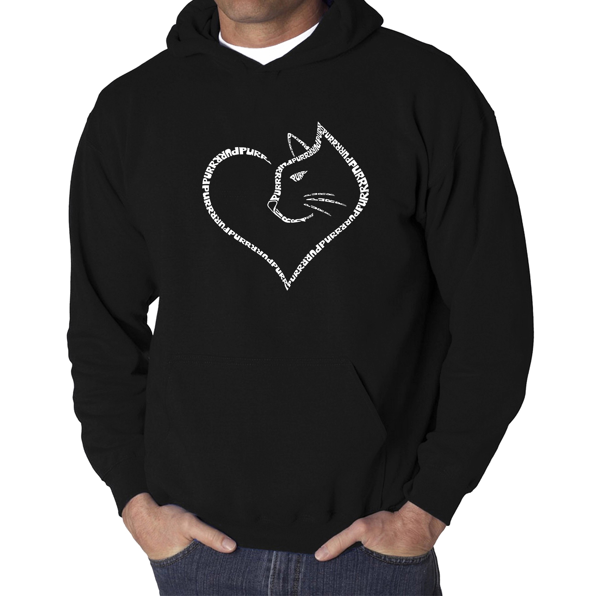 LA Pop Art Cat Heart - Men's Word Hooded Sweatshirt