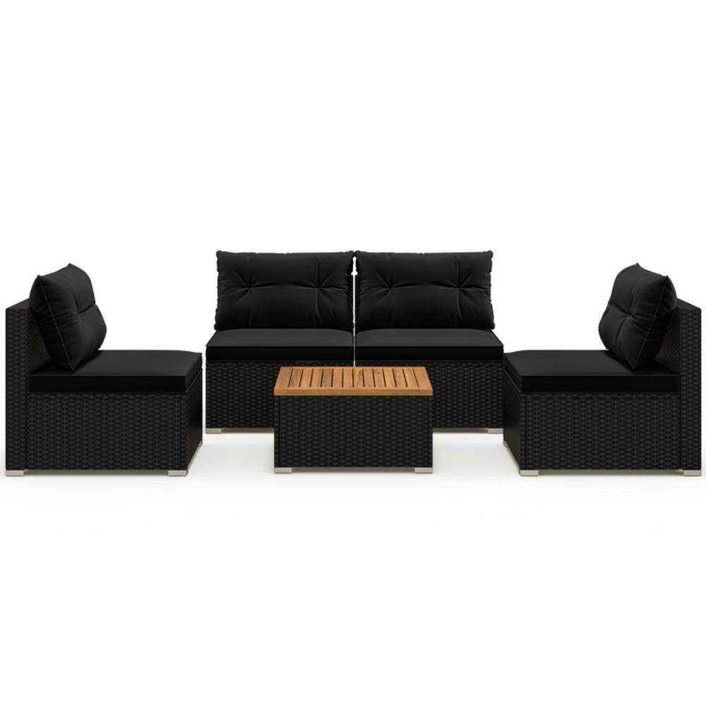 Hivvago 5 Piece Outdoor Furniture Set With Solid Tabletop And Soft Cushions