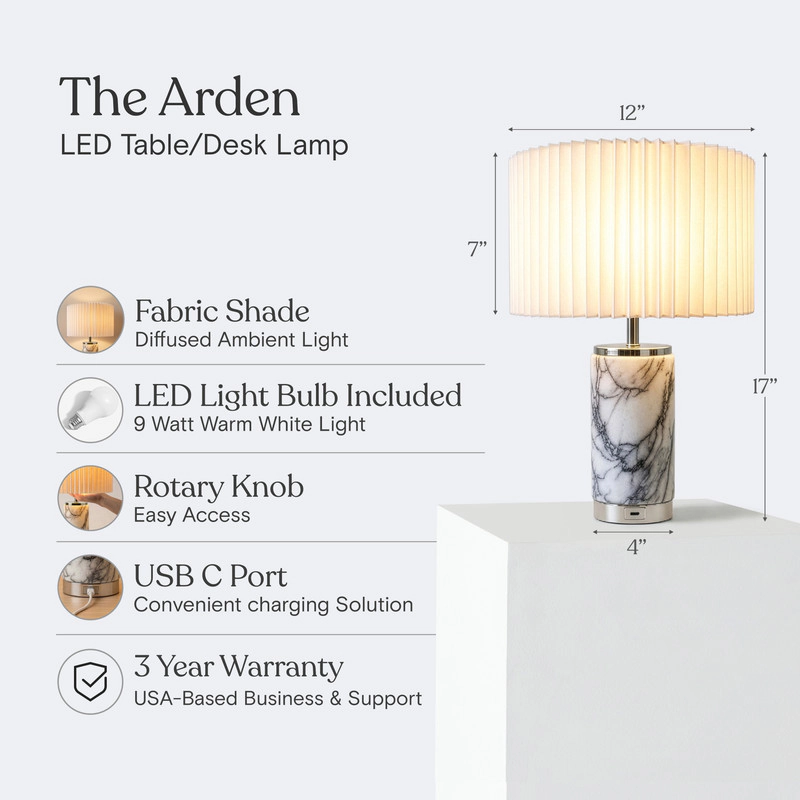 Brightech Arden Pleated Drum Table Lamp