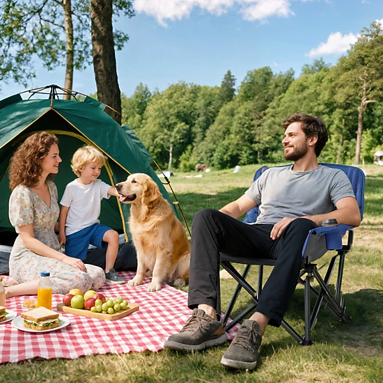 HONGGE Camping Chair for Adults Portable Folding Camping Chair Side Pockets Cup Holders Carry Bag and