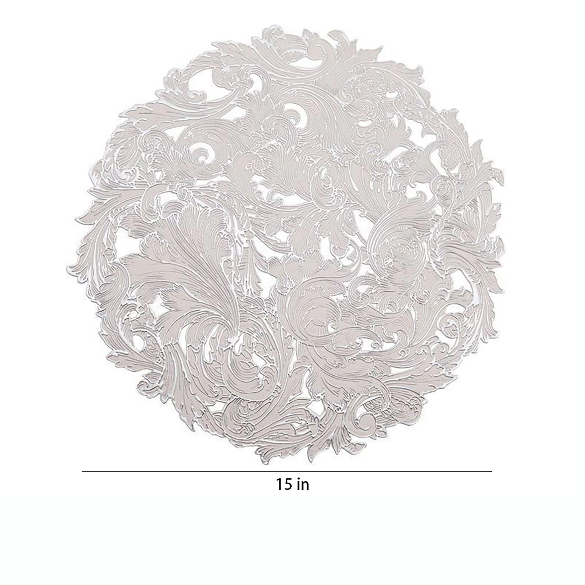 Alilang Unisex 4 Piece Round Lace Placemat Set Metallic PVC Decorative Heat Resistant Table Mats