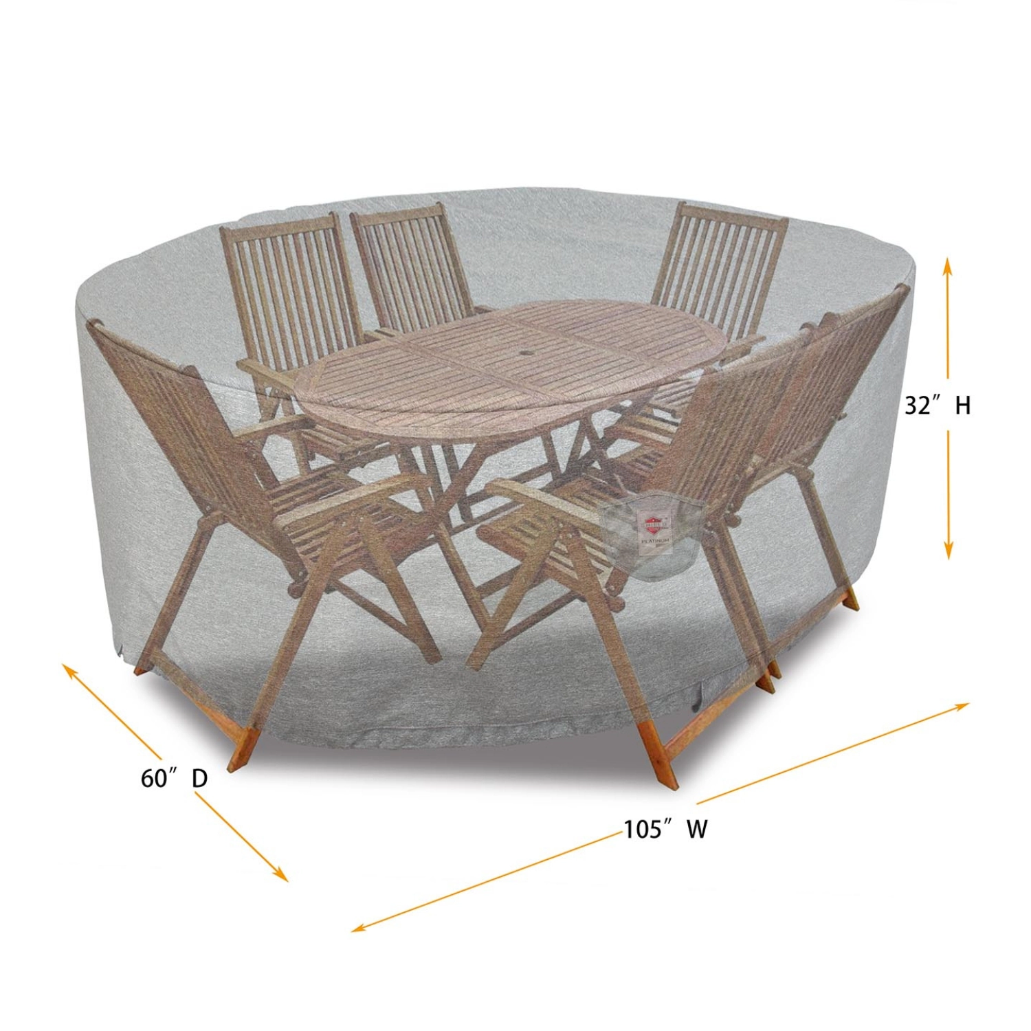 Summerset Shield Platinum 3-Layer Polyester Water Resistant Outdoor Dining Set Cover - 105x60", Grey Melange