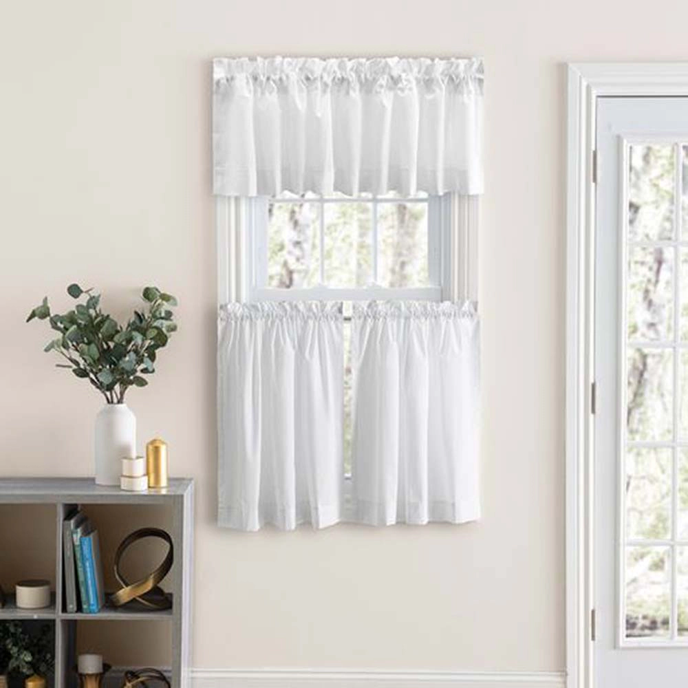 Ellis Classic Tailored Design in a Perma Press Fabric 3" Rod Pocket Tailored Valance 86"x15" White