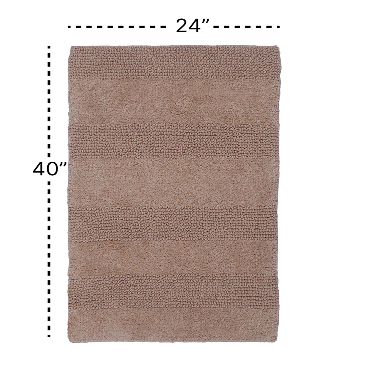 Knightsbridge Stylish And Comfortable All Season Traditional Wide Cut Design Cotton Bath Rug 24" X 40" Stone