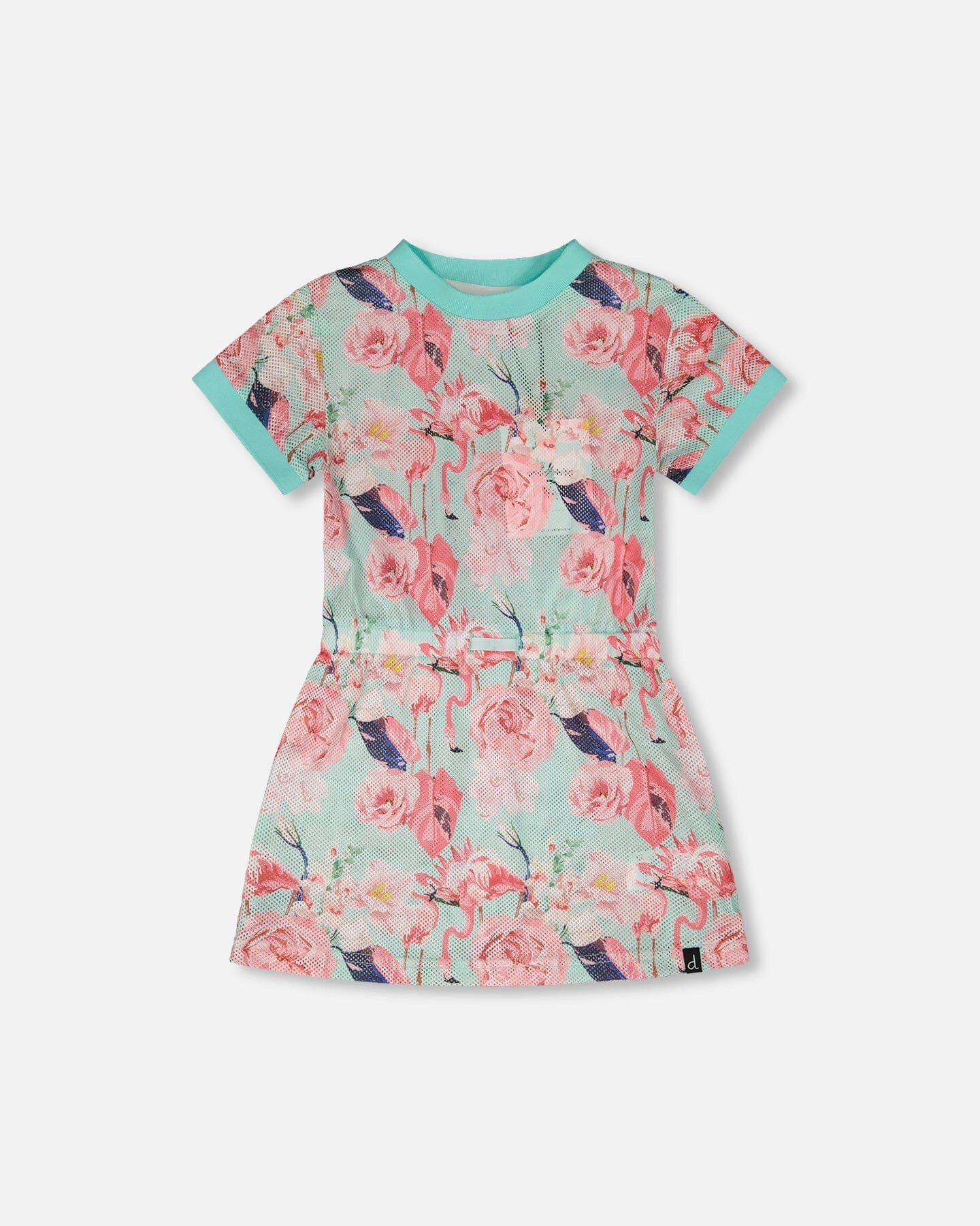 Deux par Girls Mesh Beach Dress Flamingo Print