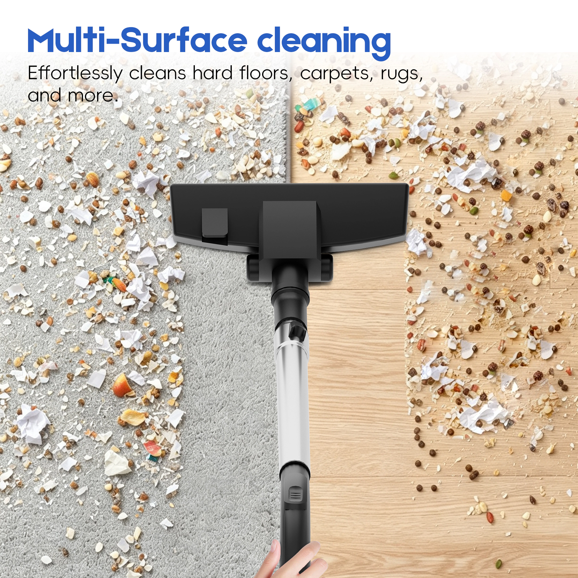 WHALL Bagless Canister Vacuum Cleaner,1400W Motor with Auto Cord Rewind & Multi‑Surface Cleaning Attachments