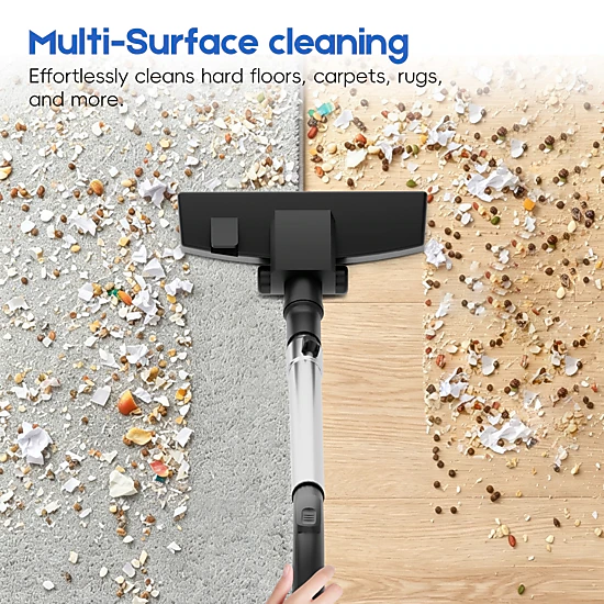 WHALL Bagless Canister Vacuum Cleaner,1400W Motor with Auto Cord Rewind & Multi‑Surface Cleaning Attachments