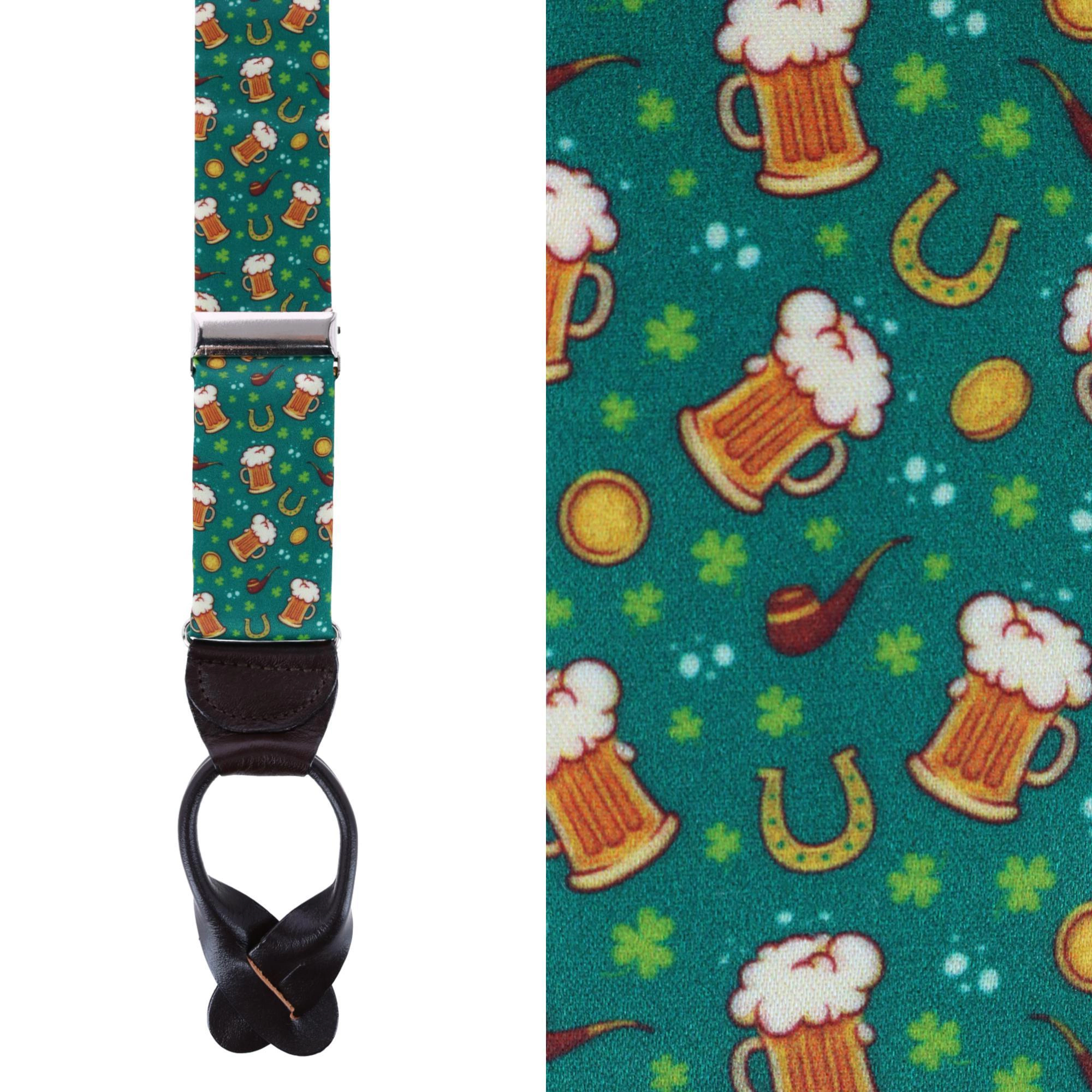 Trafalgar Men's Cheers to St. Patrick's Day Silk Button End Suspenders