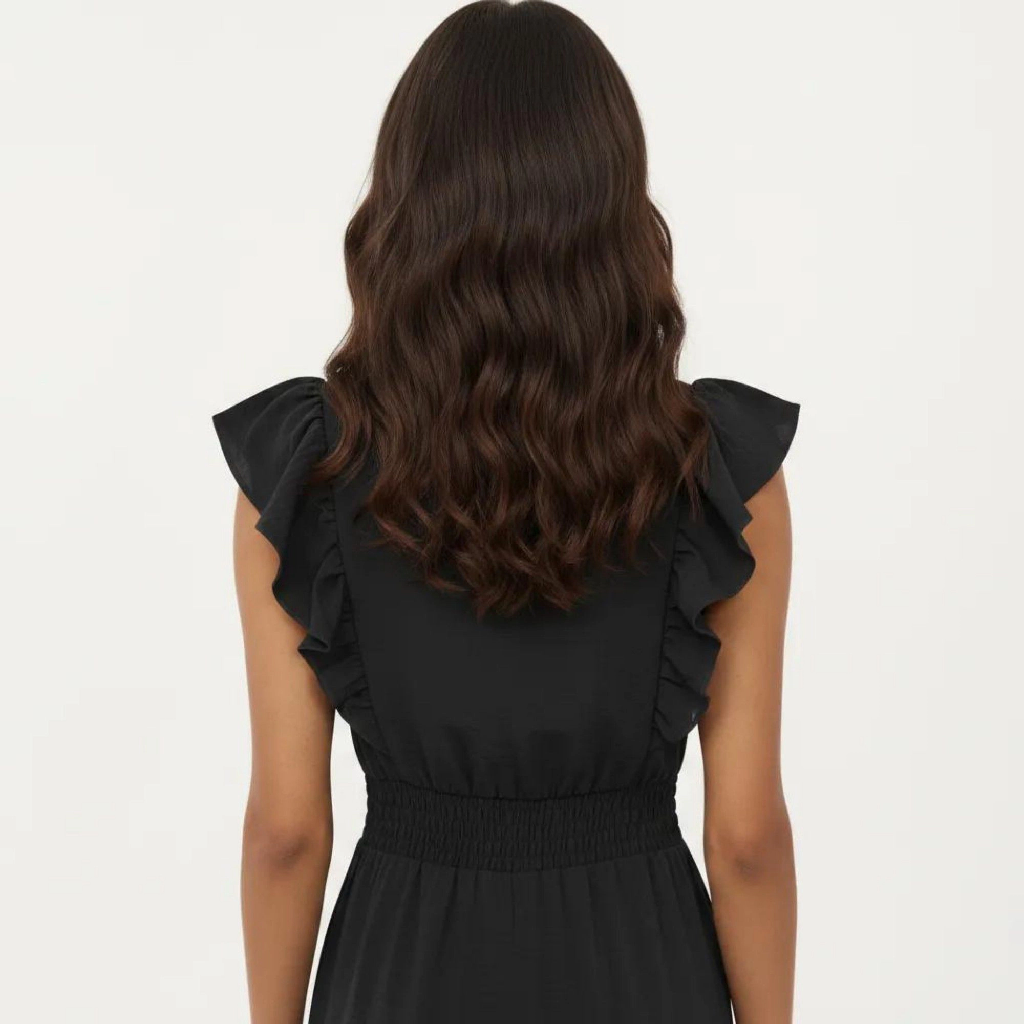Anna-Kaci Women's Tiered Ruffle Sleeve Smocked Waist Midi Dress