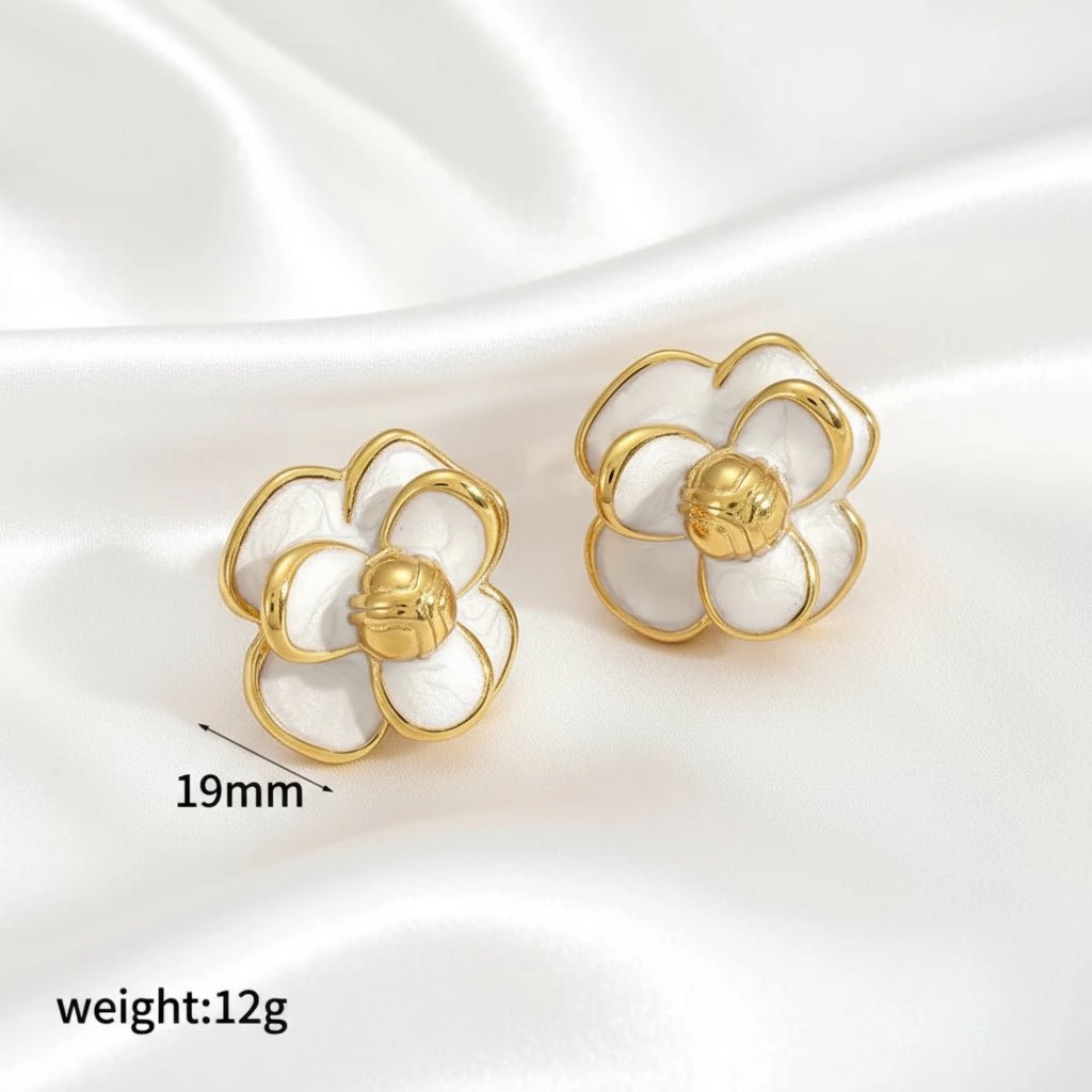DressAtR Women's Flower 18K Gold Plated Stud Earrings