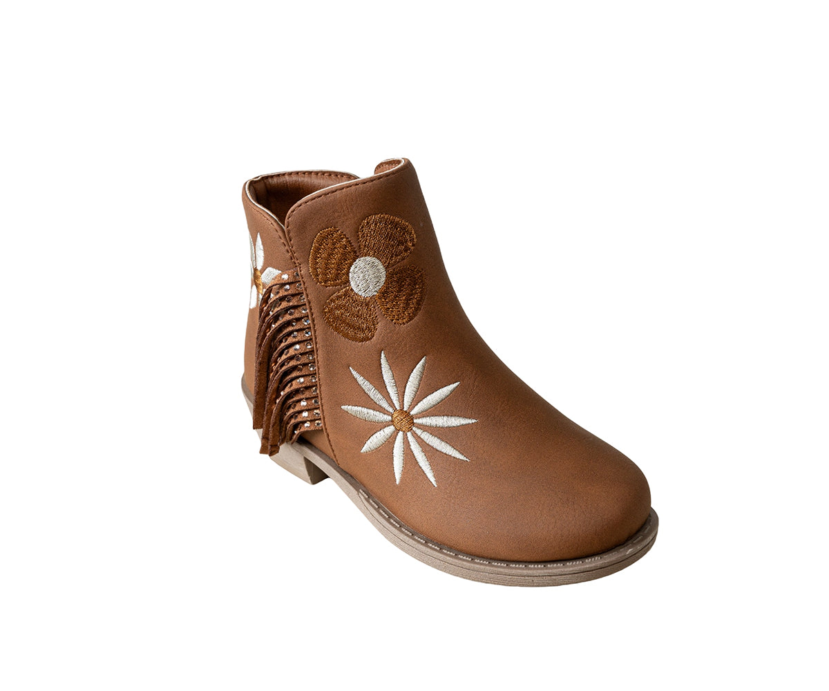 Pixie Bloom Toddler Girls Fringe Embroidered Rhinestone Boots
