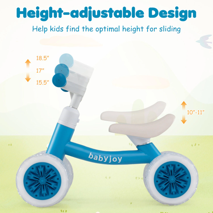 Hivvago Baby Balance Bike with Adjustable Handlebar and Seat Lighting Wheels