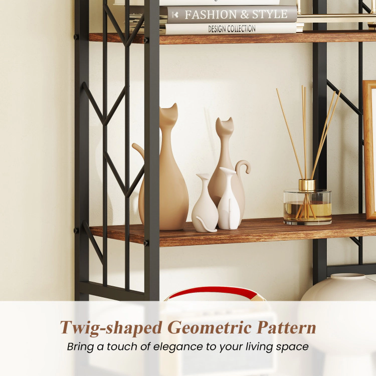 Hivvago 6-Tier Bookshelf Modern Geometric Bookcase with Heavy-duty Metal Frame and Anti-tipping Kits