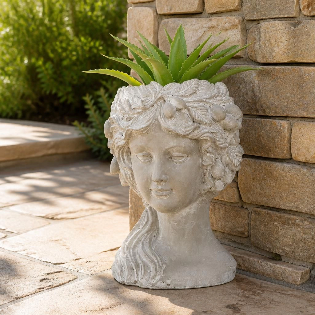 WOW PIONEER Durable Solid Cement Planter Pot for Flowers Herbs Succulents Patio Balcony Backyard Garden
