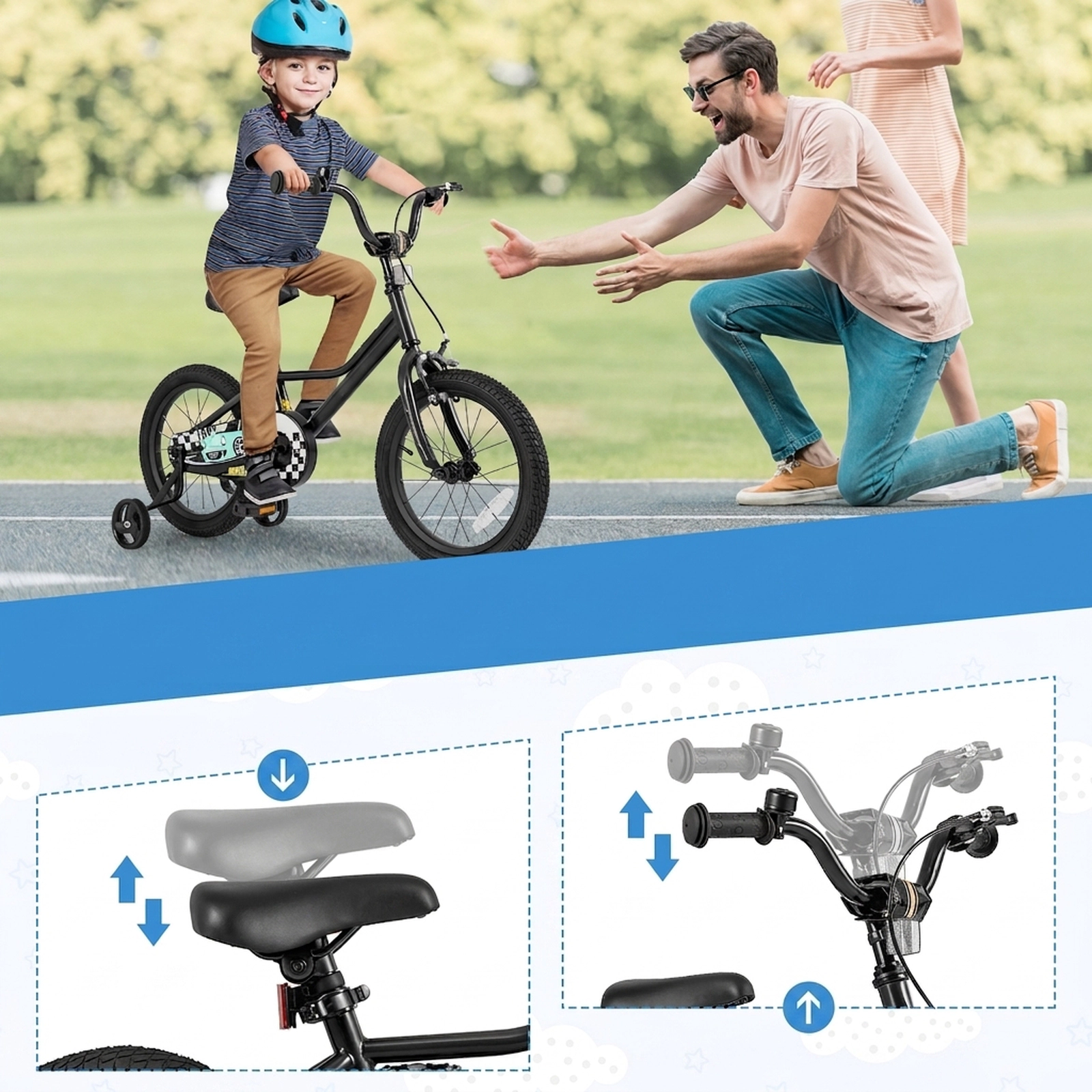 16-in Kids Bike Training Wheels for Ages 4-7 Adjustable Low-Step Bicycle with Coaster Brake and Enclosed Chain Guard
