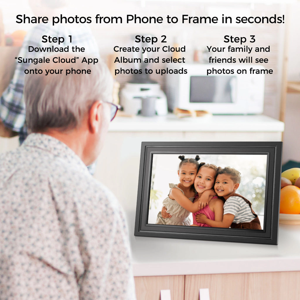 Sungale 10 Inch 1080x800, Easy PhotoShare APP, 20GB Cloud Storage - White Frame