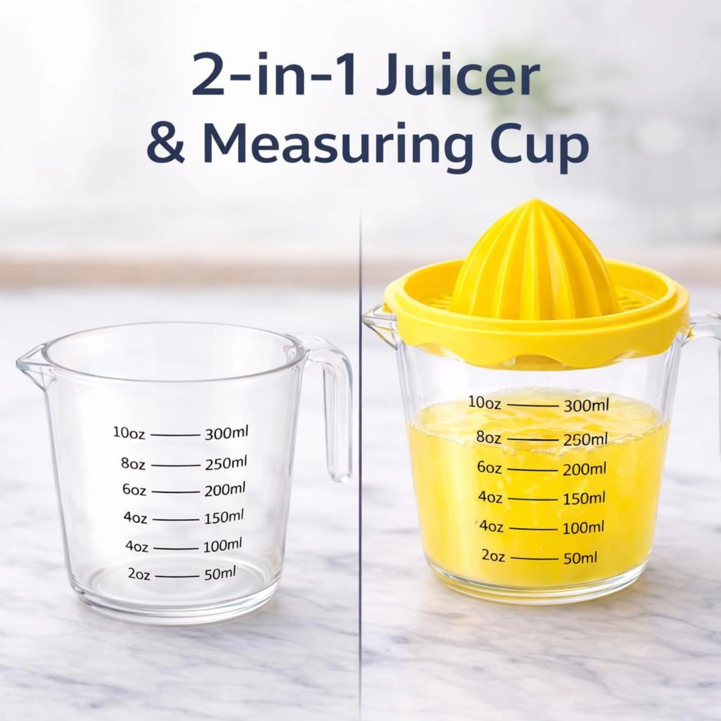 Stock Preferred Manual Citrus Juicer with 10 oz Measuring Cup Strainer and Pour Spout