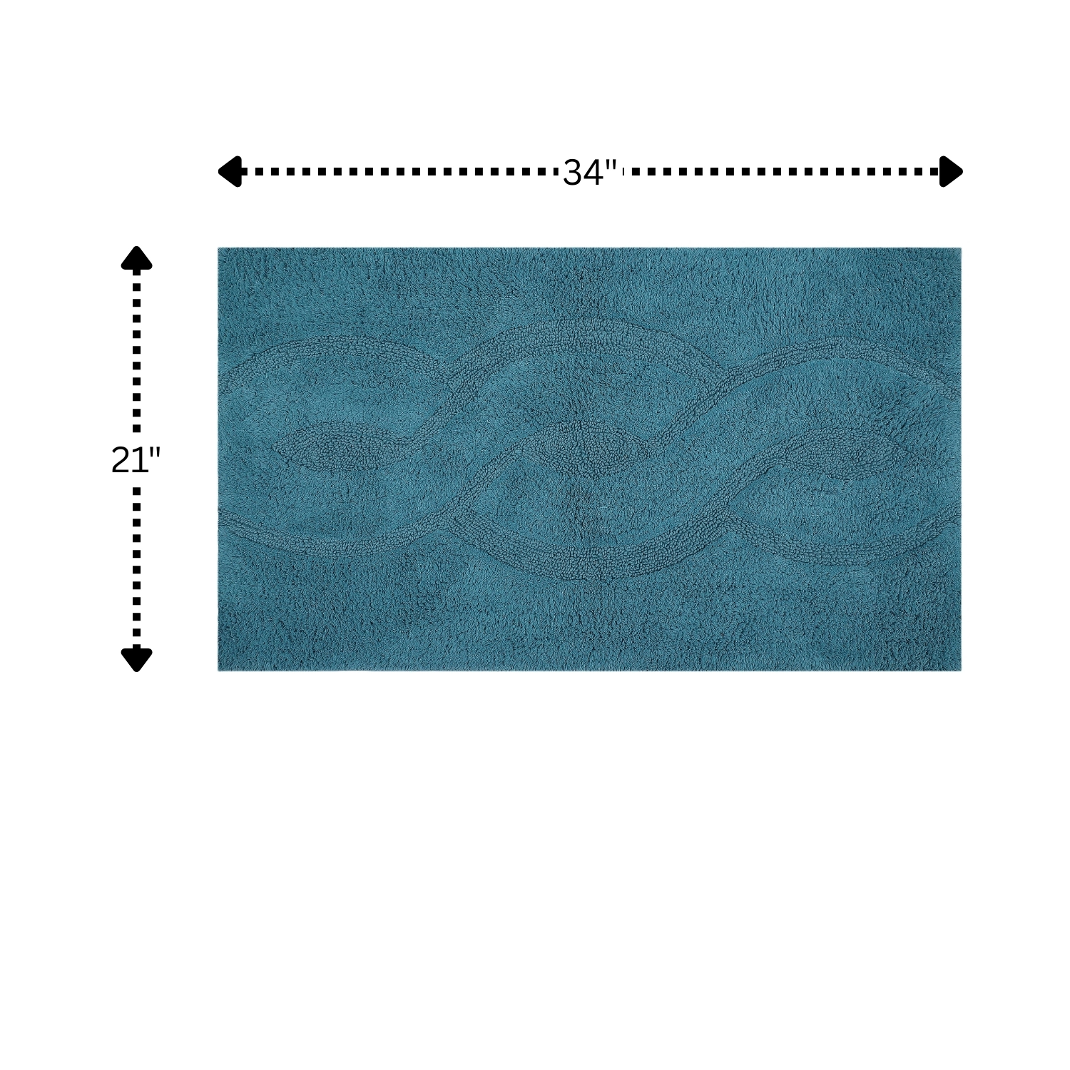 Chain Anti Skid Back Cotton Bath Rug 21" x 34" Aqua by Perthshire Platinum Collection