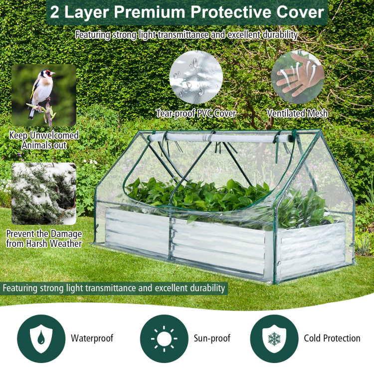 Hivvago 6 x 3 x 3 Feet Galvanized Raised Garden Bed with Greenhouse