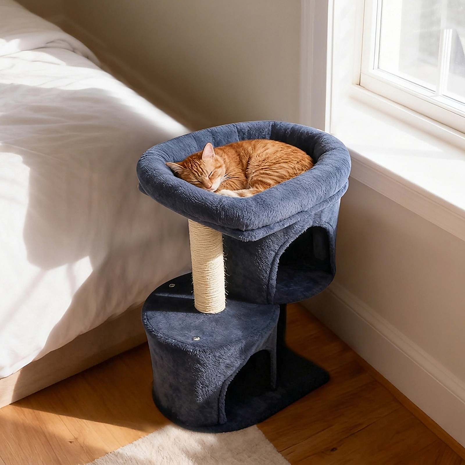SUGIFT Dark Gray 26 in Cat Tower with 17.5 in Padded Perch and Dual Condos
