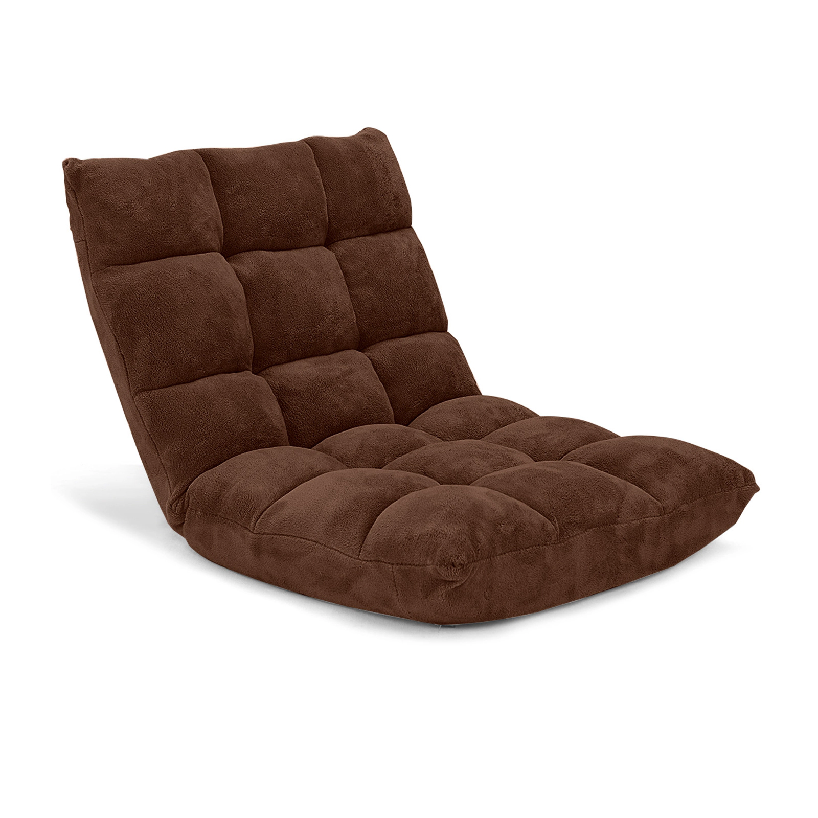 SUGIFT Adjustable 14-Position Cushioned Floor Chair 200-Lb Seat 77-Lb Backrest Capacity Coffee