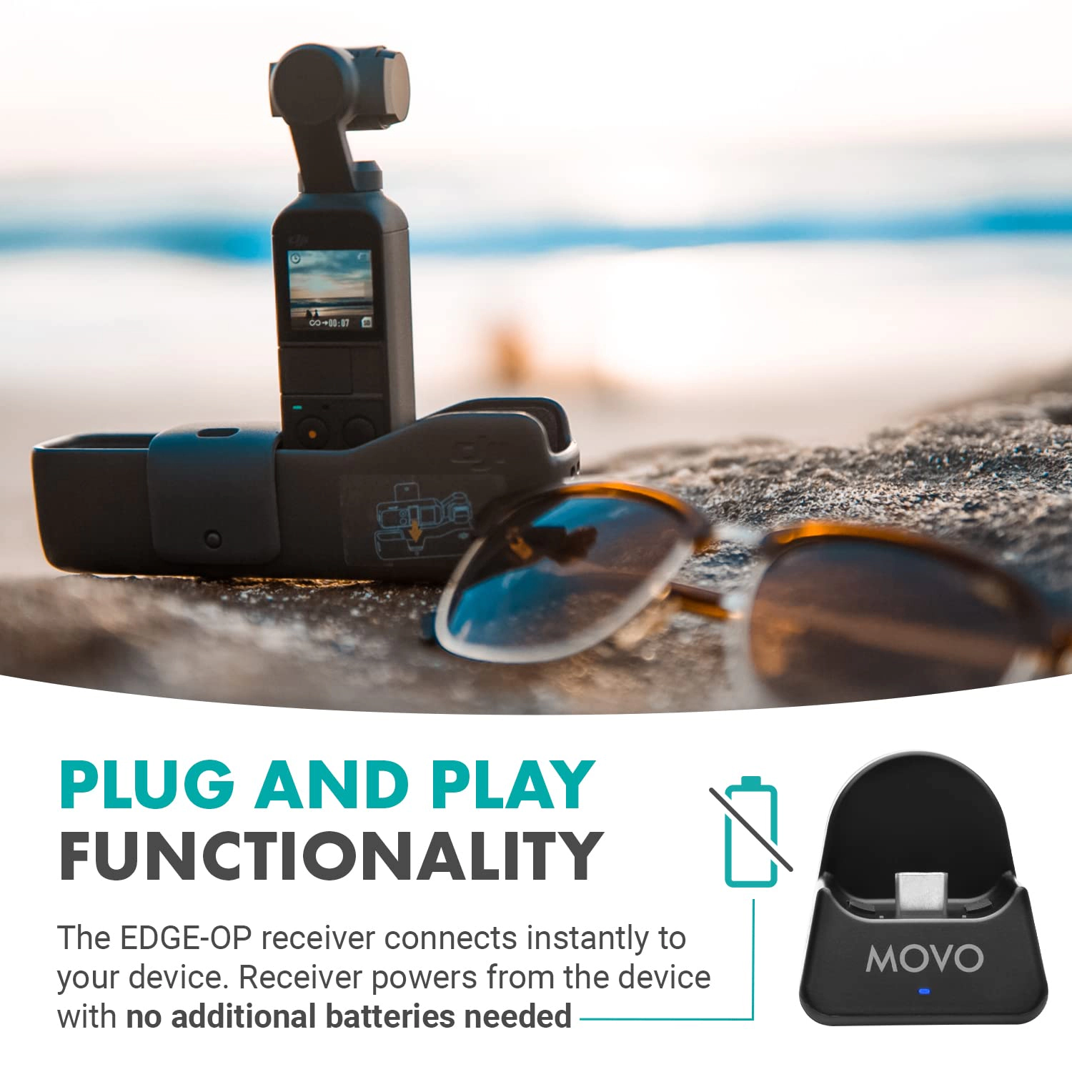 Movo Edge-OP Wireless Lavalier Microphone for Osmo Pocket 1 and 2