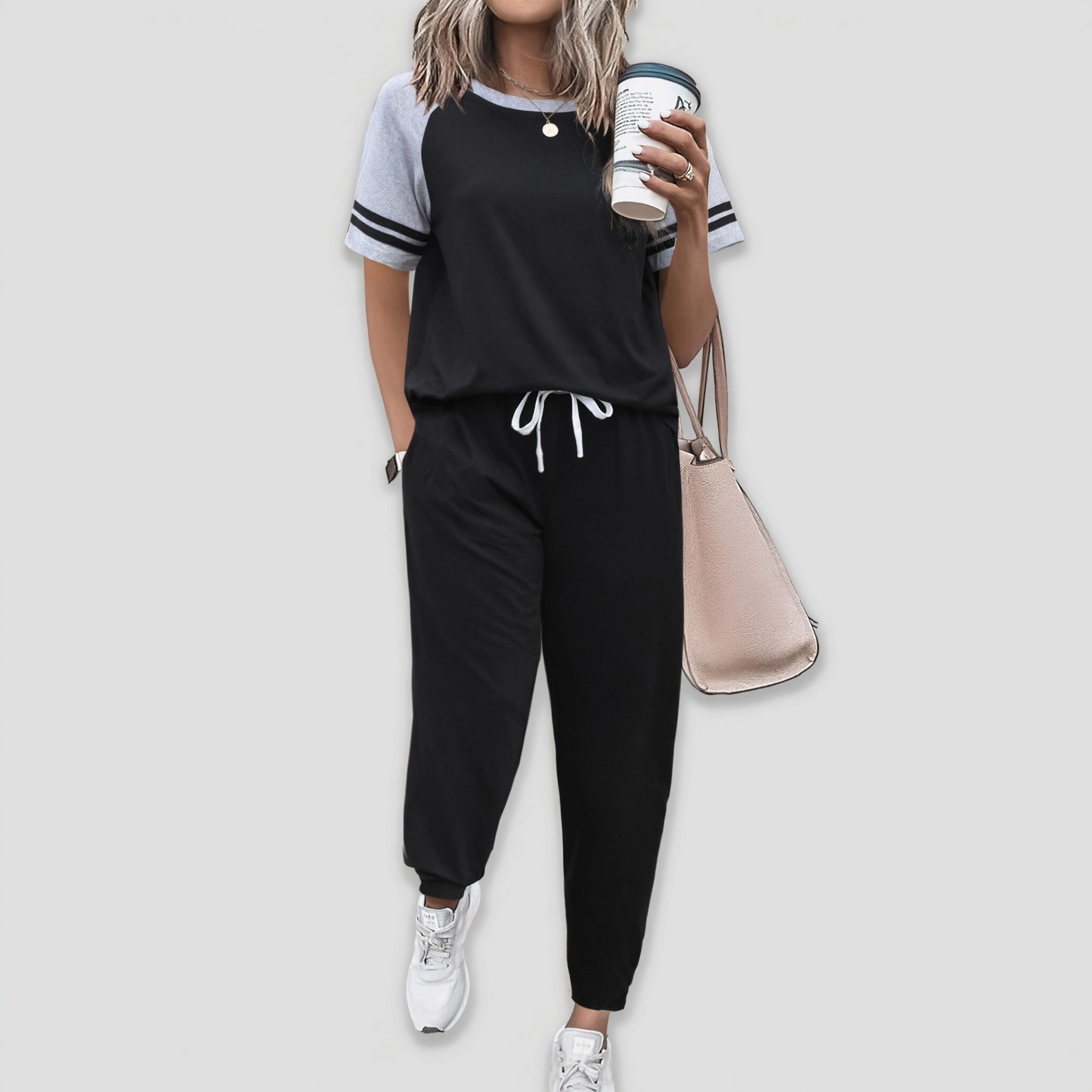 Ekouaer Lounge Sets for Women Two Piece Pajama Set Short Sleeve Crewneck Jogger Outfits