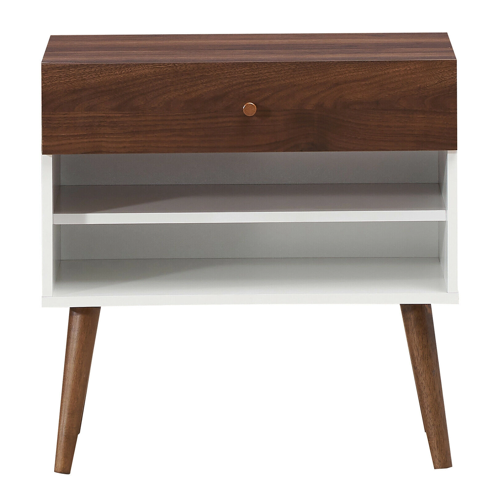 SlickBlue Retro Nightstand with Drawer and Open Storage Shelves