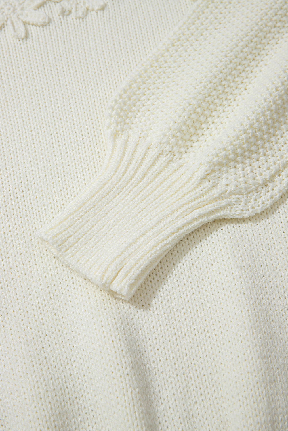 Threaded Pear Women's Rheakara Textured Puff Sleeve Sweater