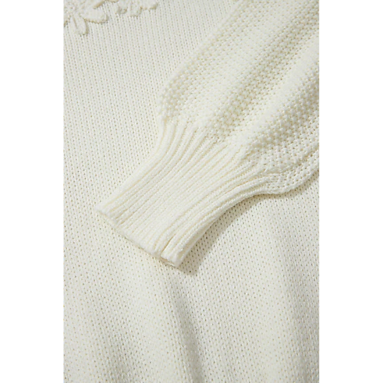 Threaded Pear Women's Rheakara Textured Puff Sleeve Sweater