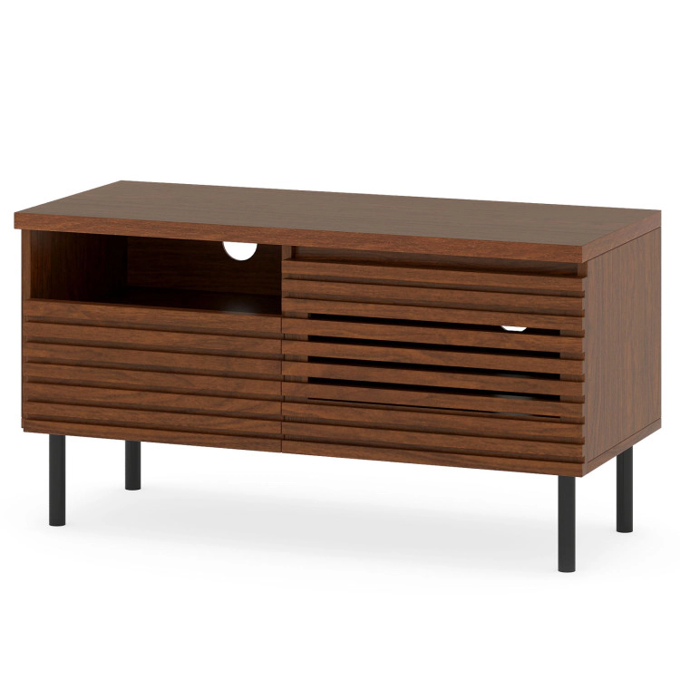 Hivvago Mid Century Fluted Tv Stand For 40 Inch Tv Modern Entertainment Center With Open Compartment