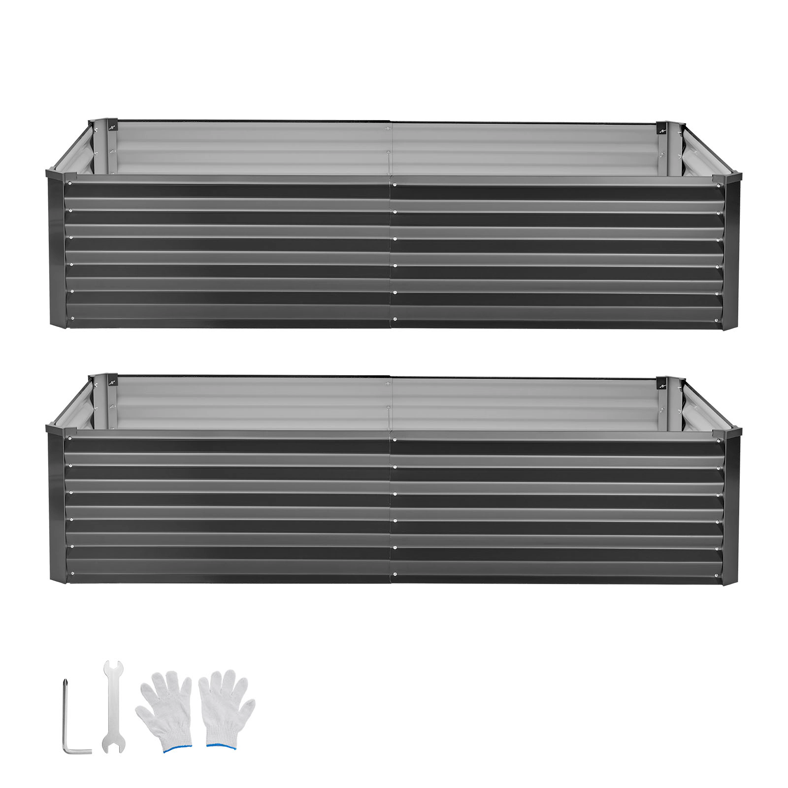 HONGGE 2 Pack Galvanized Raised Garden Beds Rectangular Metal Planter Boxes Kit Outdoor Bottomless Elevated Planting