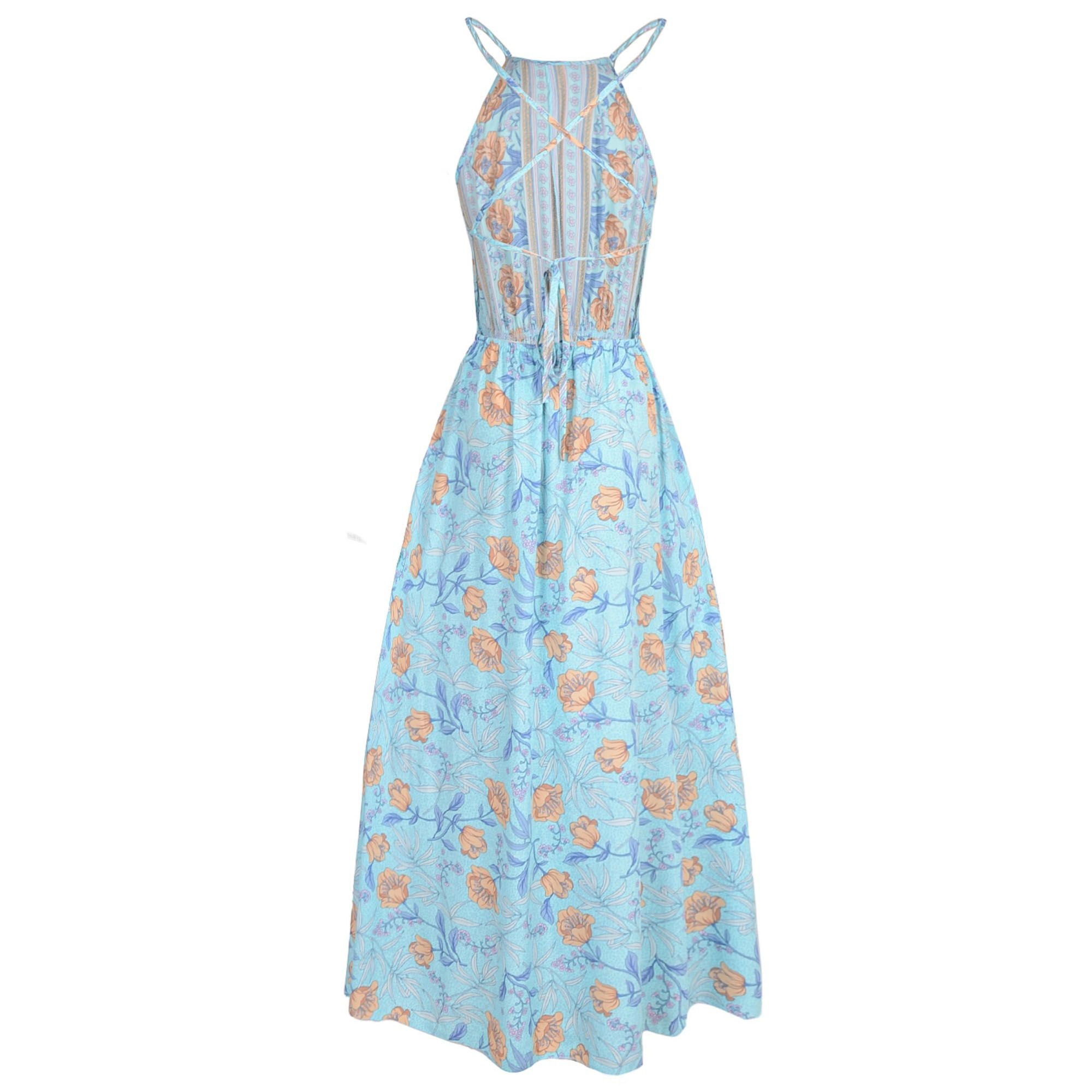Anna-Kaci Women's Floral Print Sleeveless Front Slit Maxi Dress