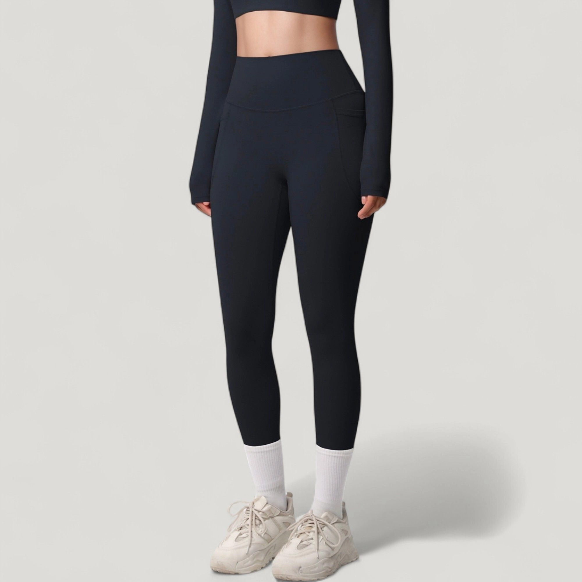 Anna-Kaci Active Women's High Waist Full Length Leggings with Side Pockets and Wide Waistband