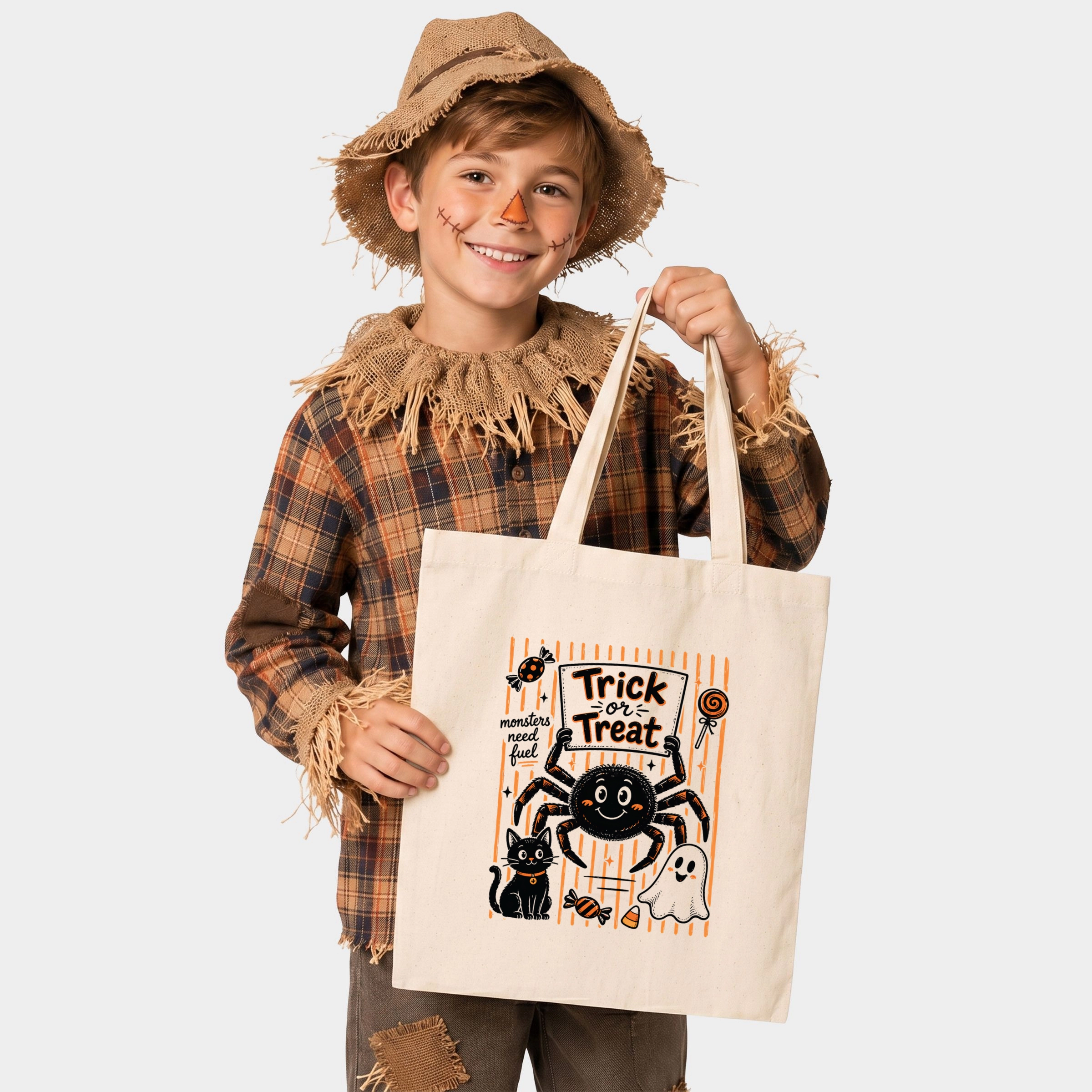 Simply Sage Market - Canvas Tote - Trick or Treat Spider Stripes