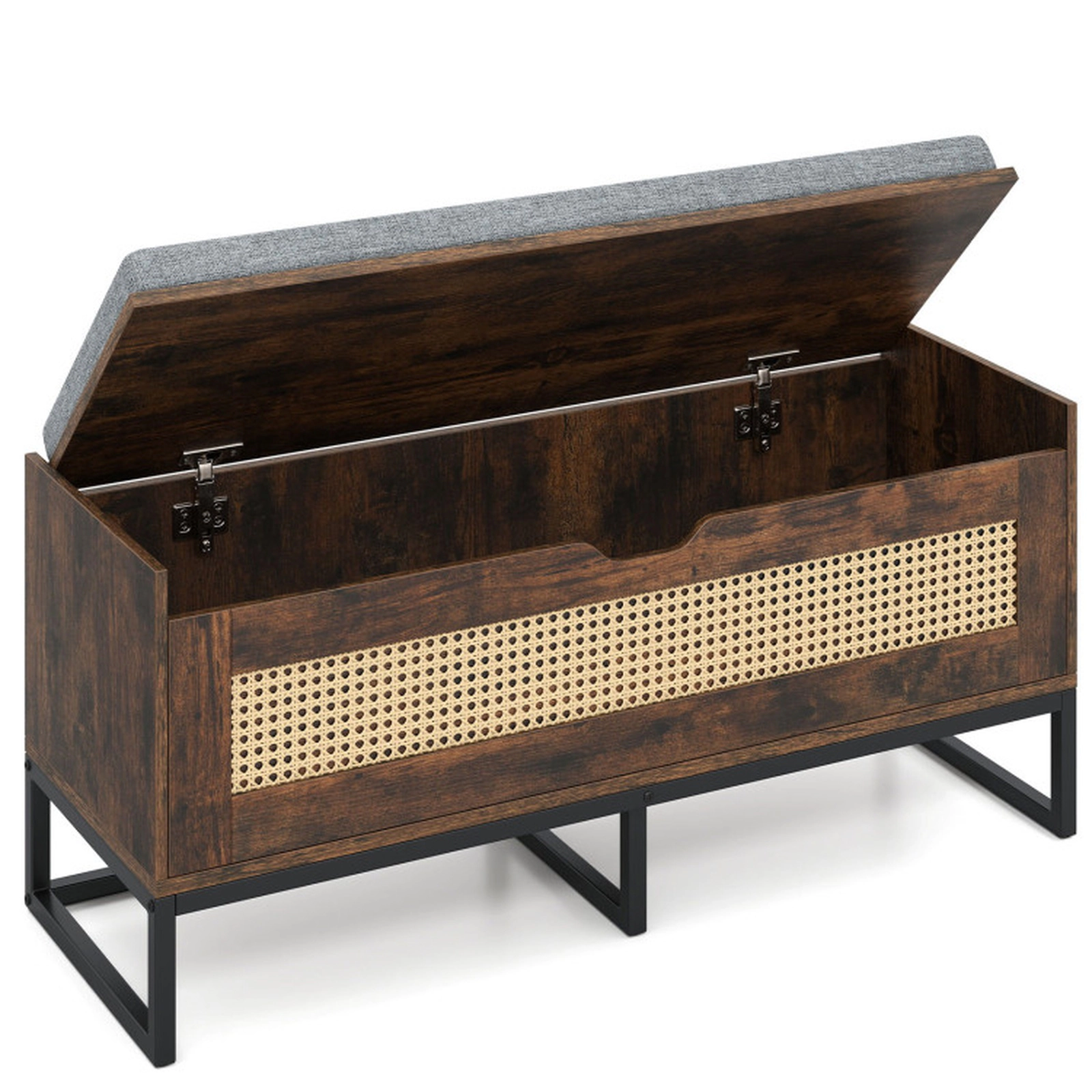 SUGIFT 39.5-in 440-lb Capacity Rattan Wicker Shoe Storage Bench with Flip Top and Padded Seat