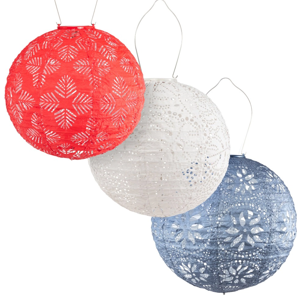 Allsop Home & Garden Soji Stella Red White Blue Solar Lantern 3 pack