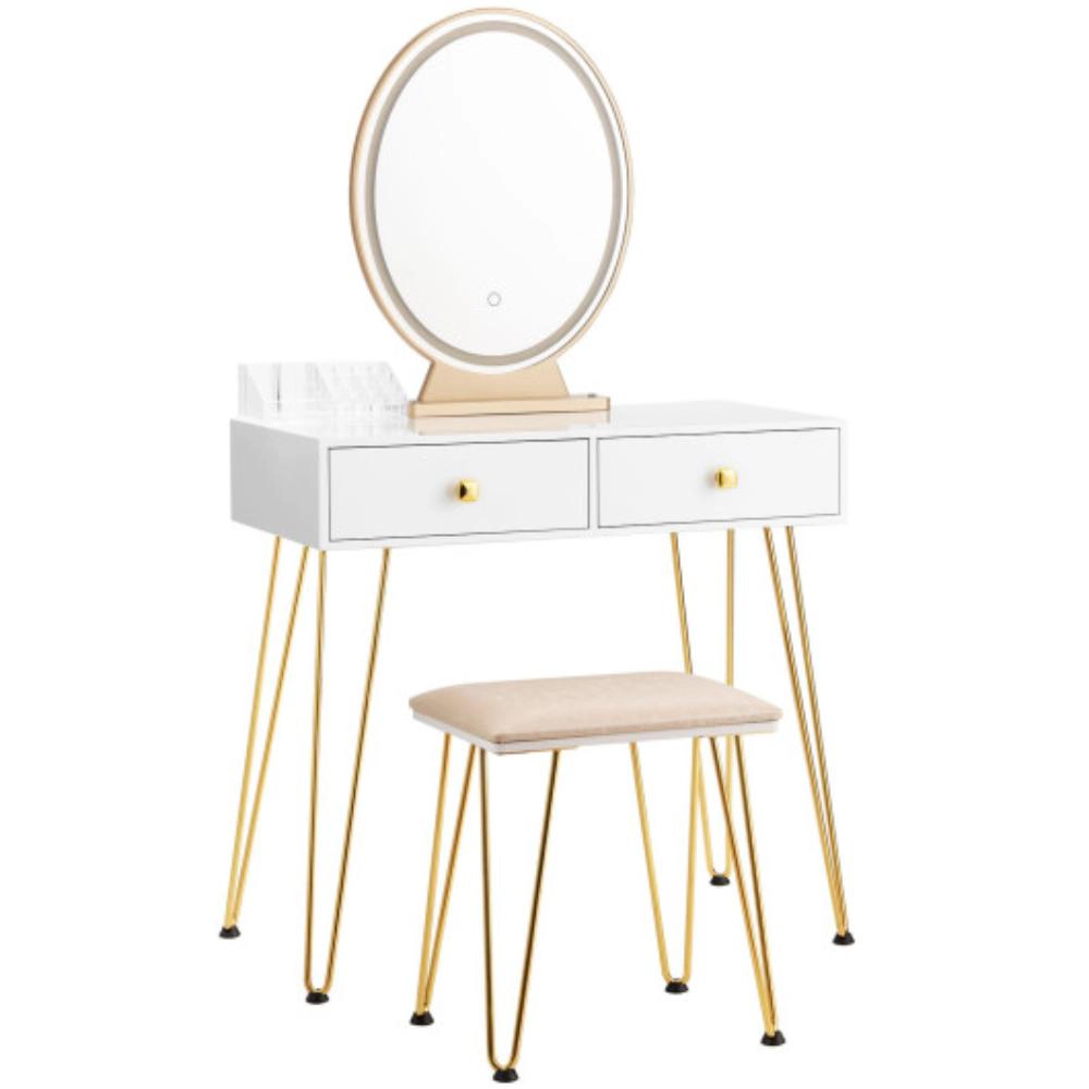 Hivvago Industrial Makeup Dressing Table With 3 Lighting Modes-White