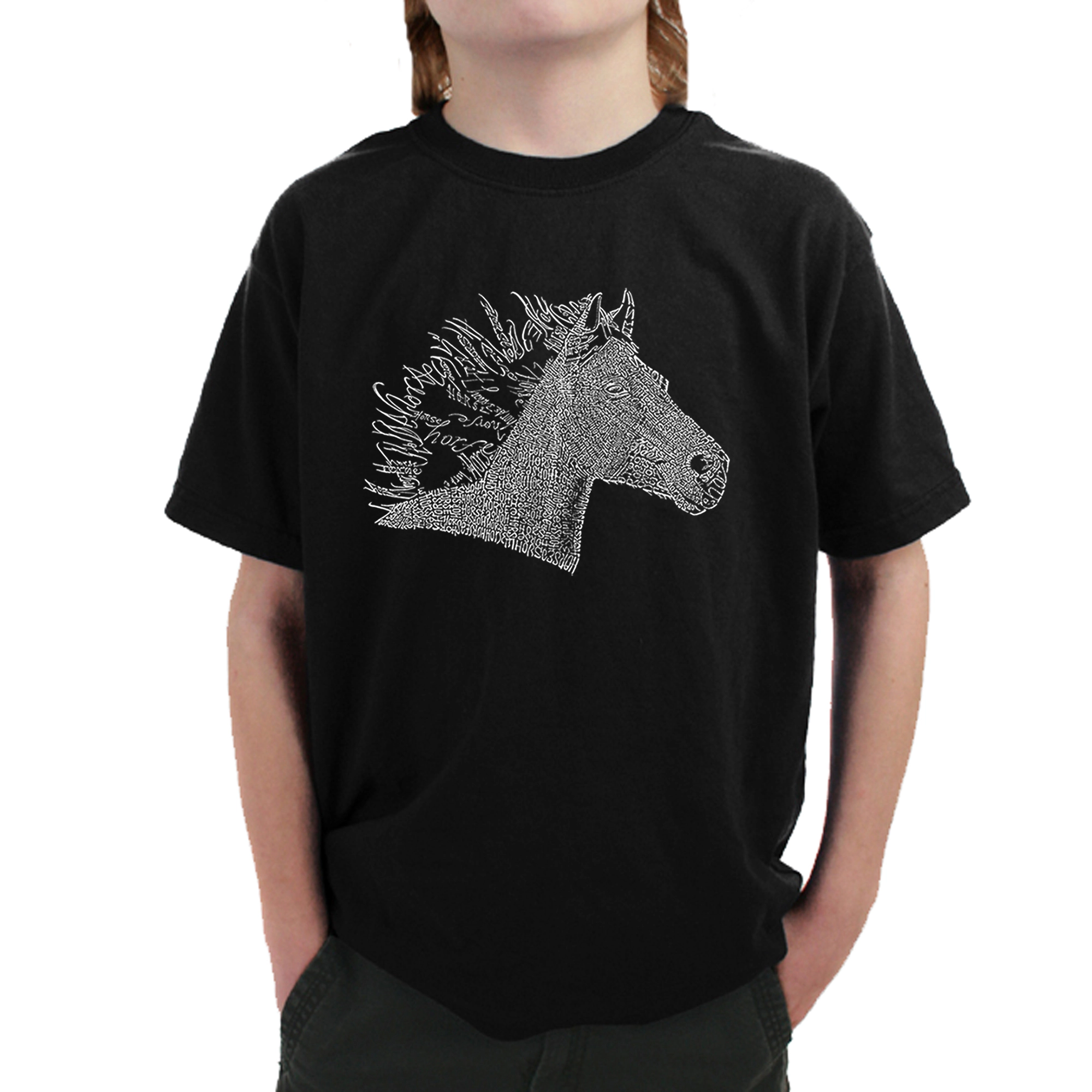 LA Pop Art Boy's Word T-Shirt - Horse Mane