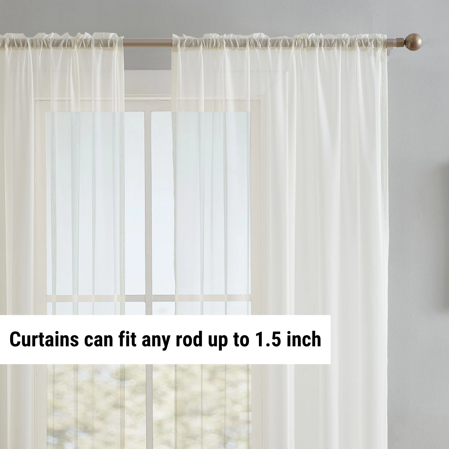 HLC.ME Window Curtain Sheer Voile Panels for Curtains Windows, Kitchen, Living Room and Bedroom - Set of 2