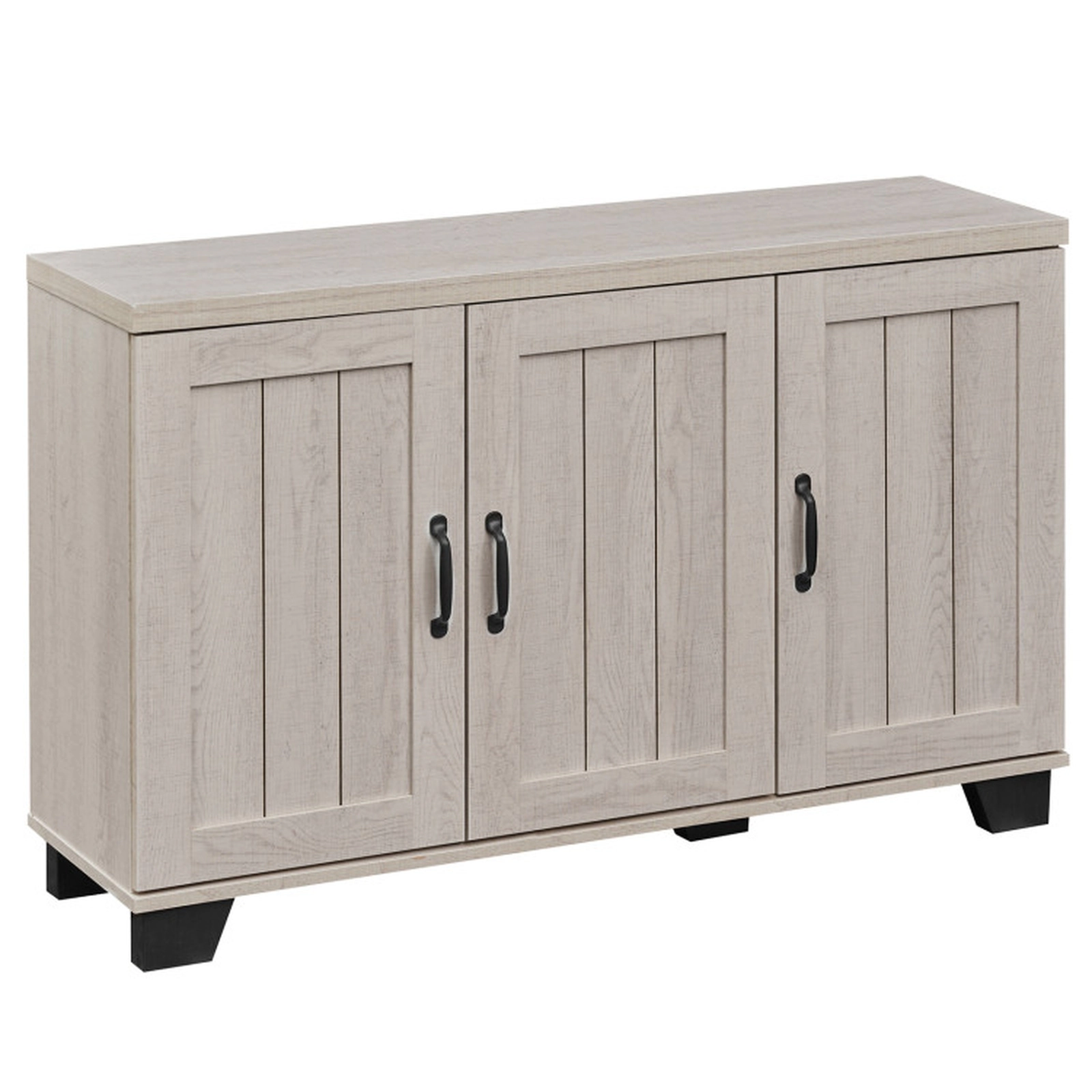 SUGIFT 45-in 132-lb Countertop Whitewashed Oak 3-Door Buffet Sideboard with 3-Level Adjustable Shelves