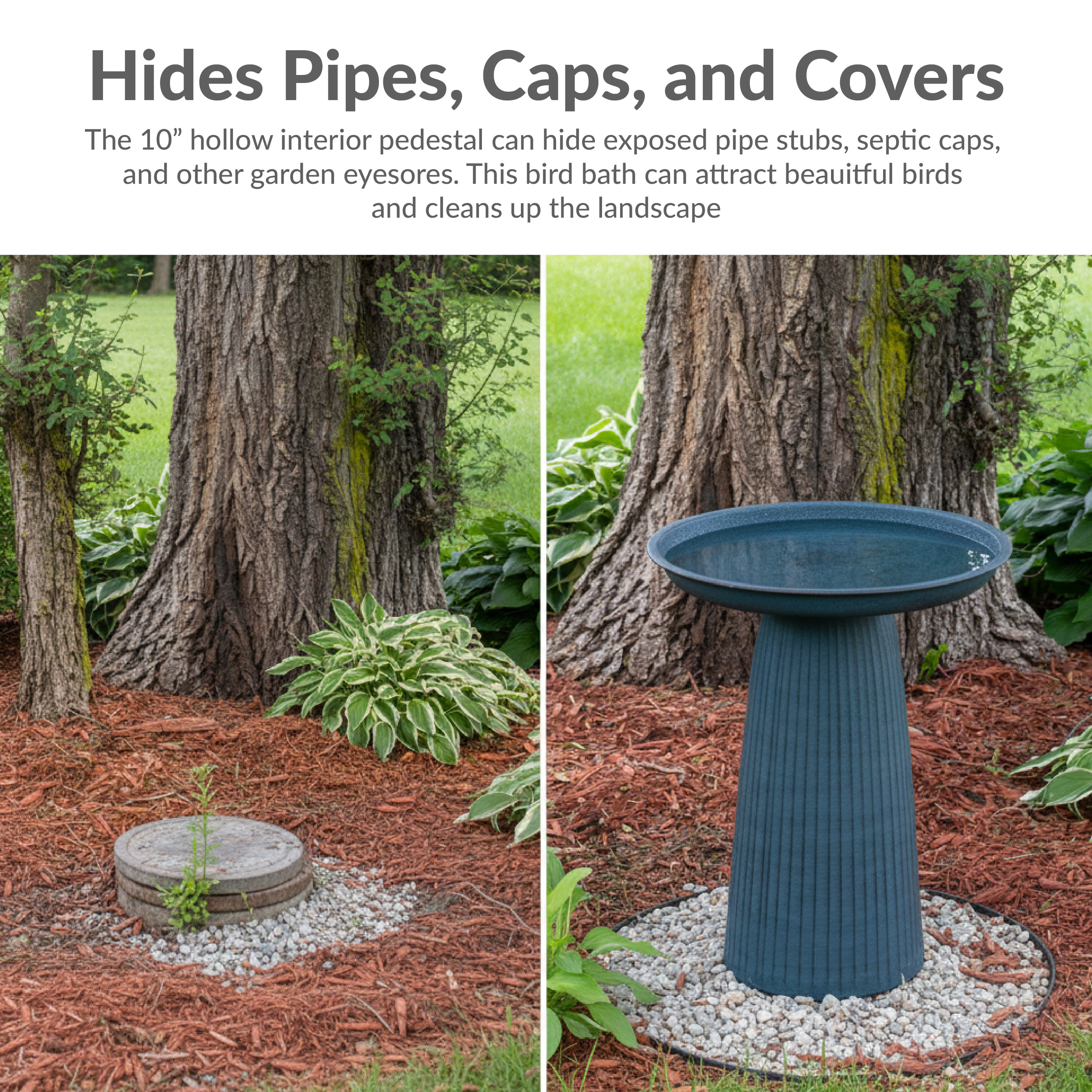 Sunnydaze Gleeful Garden 23" Tall Metal Modern Bird Bath for Outside