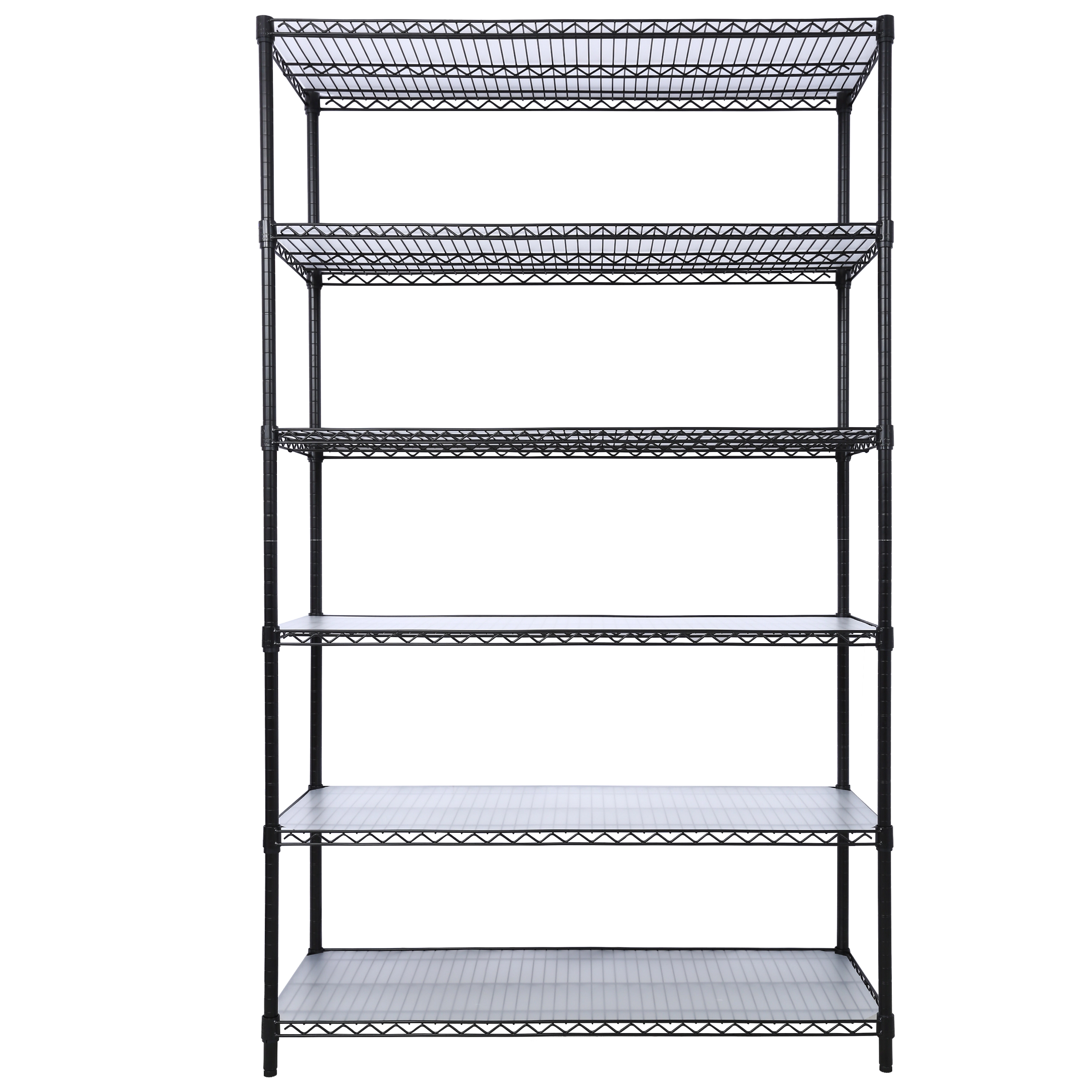 Flynama 6 Tier Wire Shelving 84H x 48L x 20D in 6000lbs NSF with Wheels and Liners for Commercial Storage in Black
