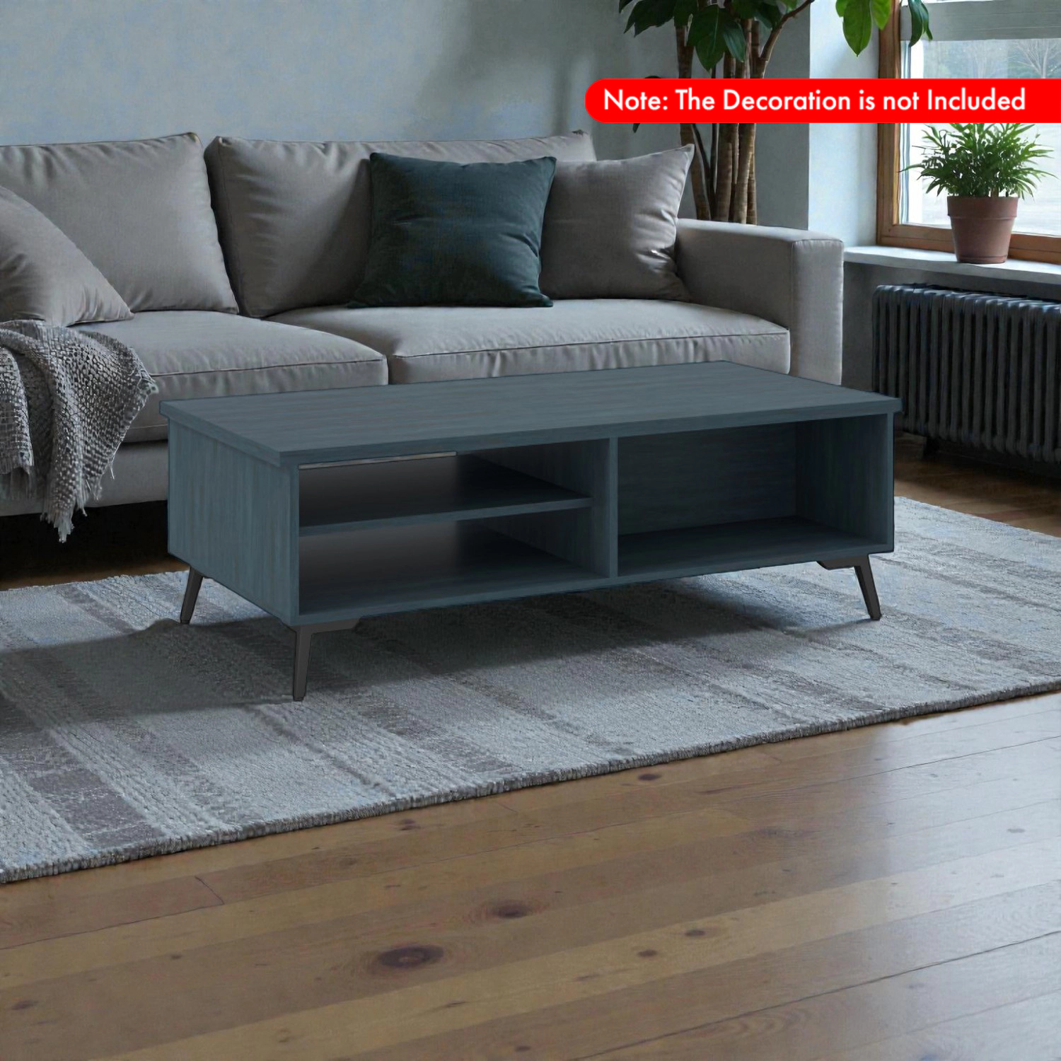 Hivvago Retro-Inspired 2-Tier Coffee Table with Shelved Storage